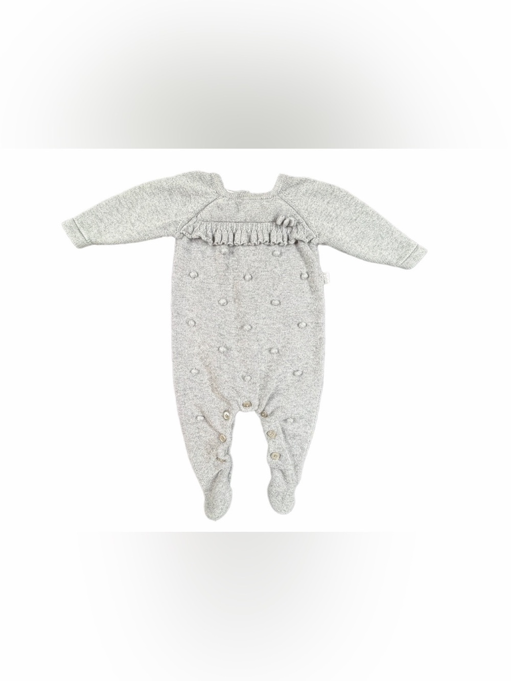 TUTTO PICCOLO Gray Knit Ruffle Sweater Footie - NB
